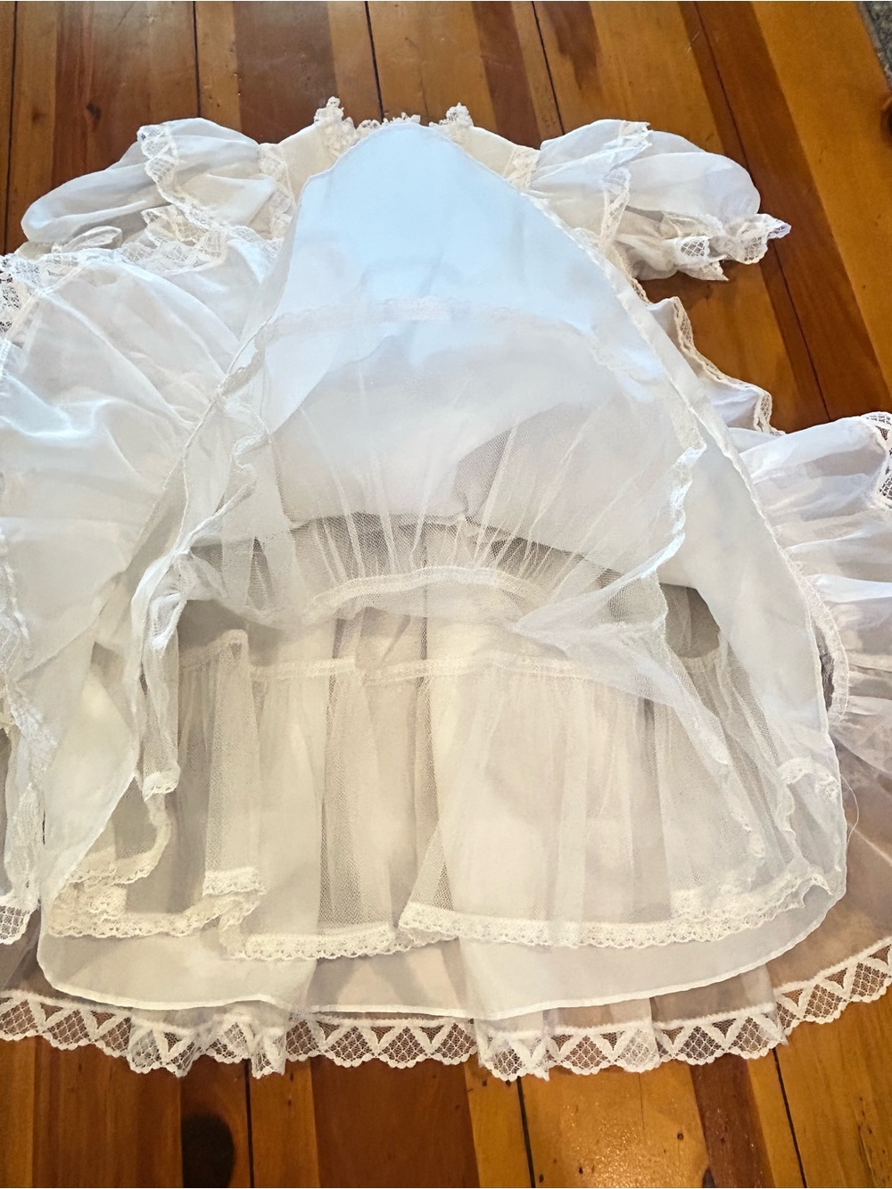 Sz7 Vintage White Ruffled Lace Party Dress - Picture 3 of 14
